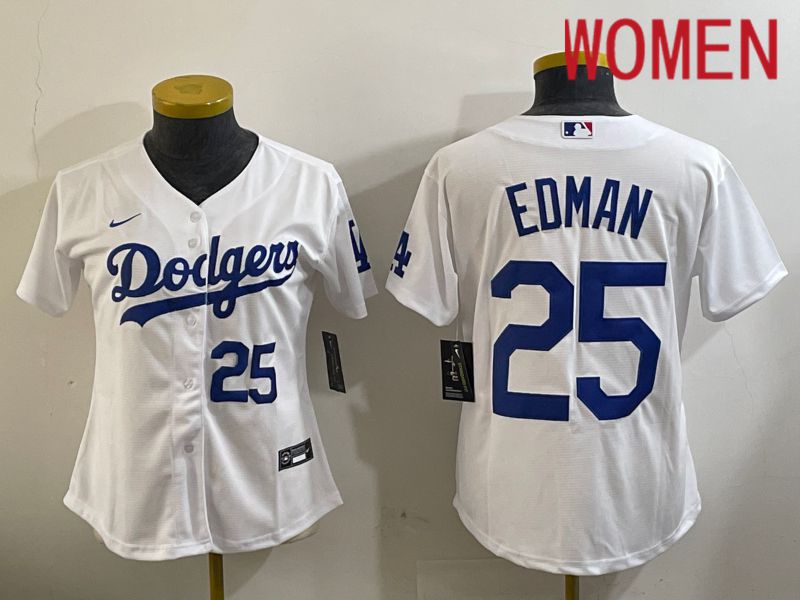 Women Los Angeles Dodgers 25 Edman White Game 2024 Nike MLB Jersey style 11204